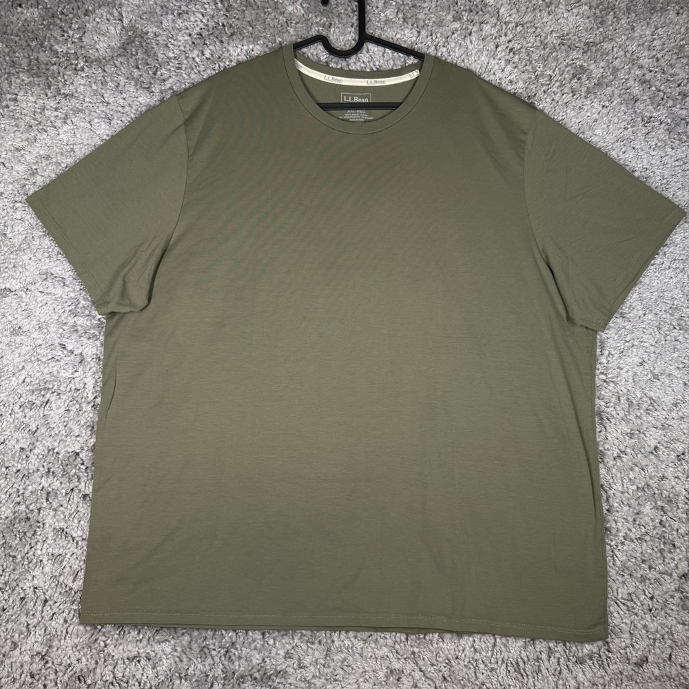 LL Bean Men's Slightly Fitted Short Sleeve Tee Shirt Green XXL Supima Cotton